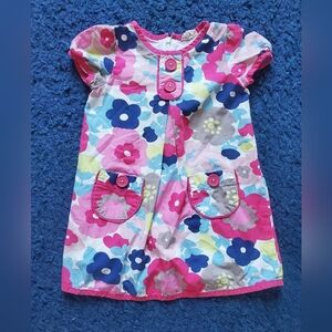 Mini Boden Flower Lined Dress With Boton Accents, Size 3-4T